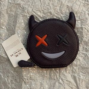 Coach leather coin purse zipper devil wallet